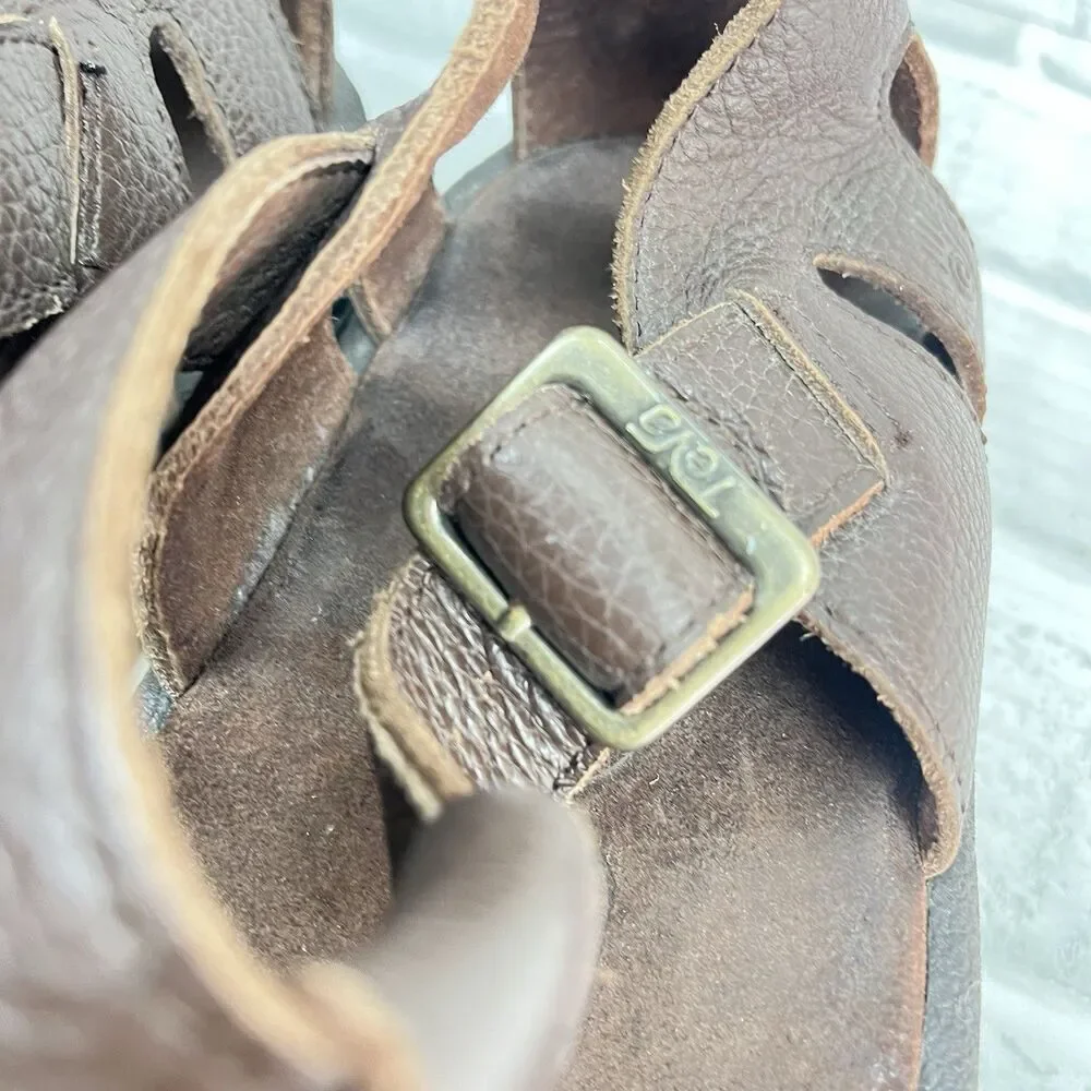 Teva Cross Up Men's Size 12 Brown Soft Leather Strappy Fisherman Comfort Sandal